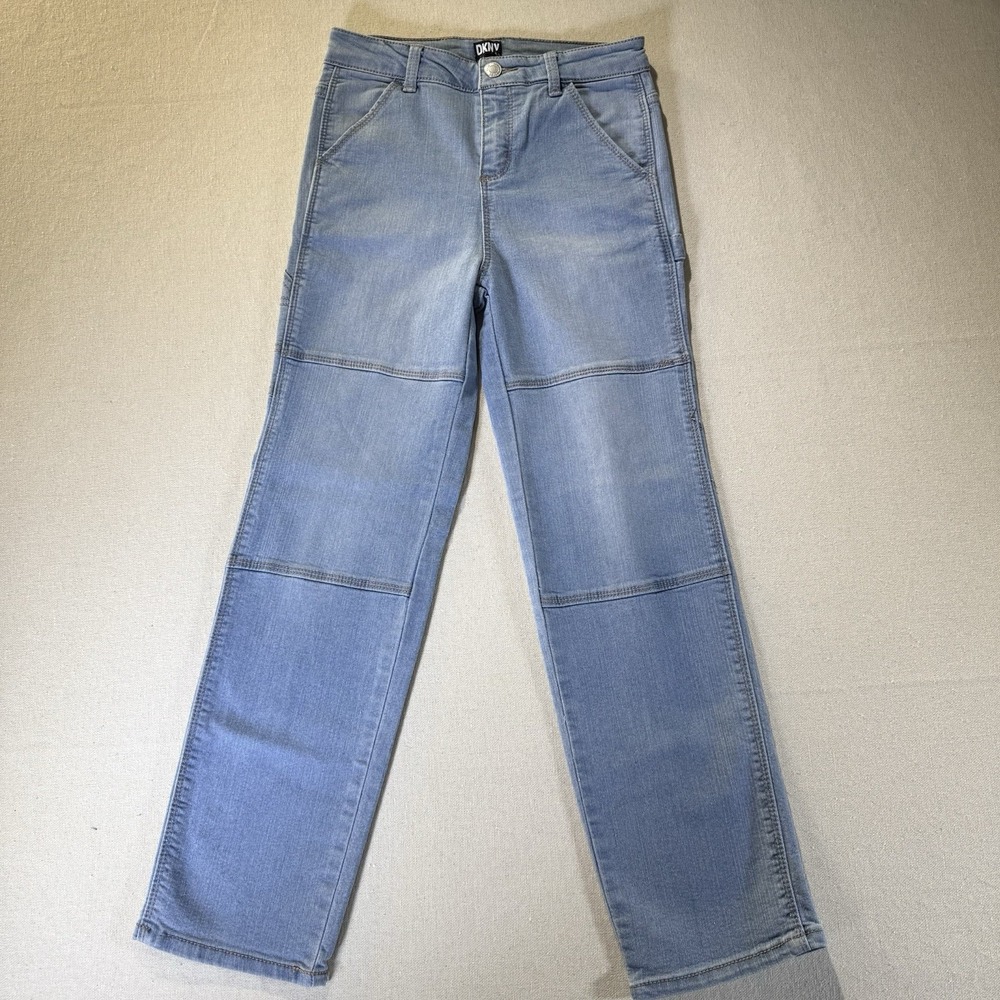 Girls Double Knee Look Jeans DKNY Painter Carpenter Size 10 Faded